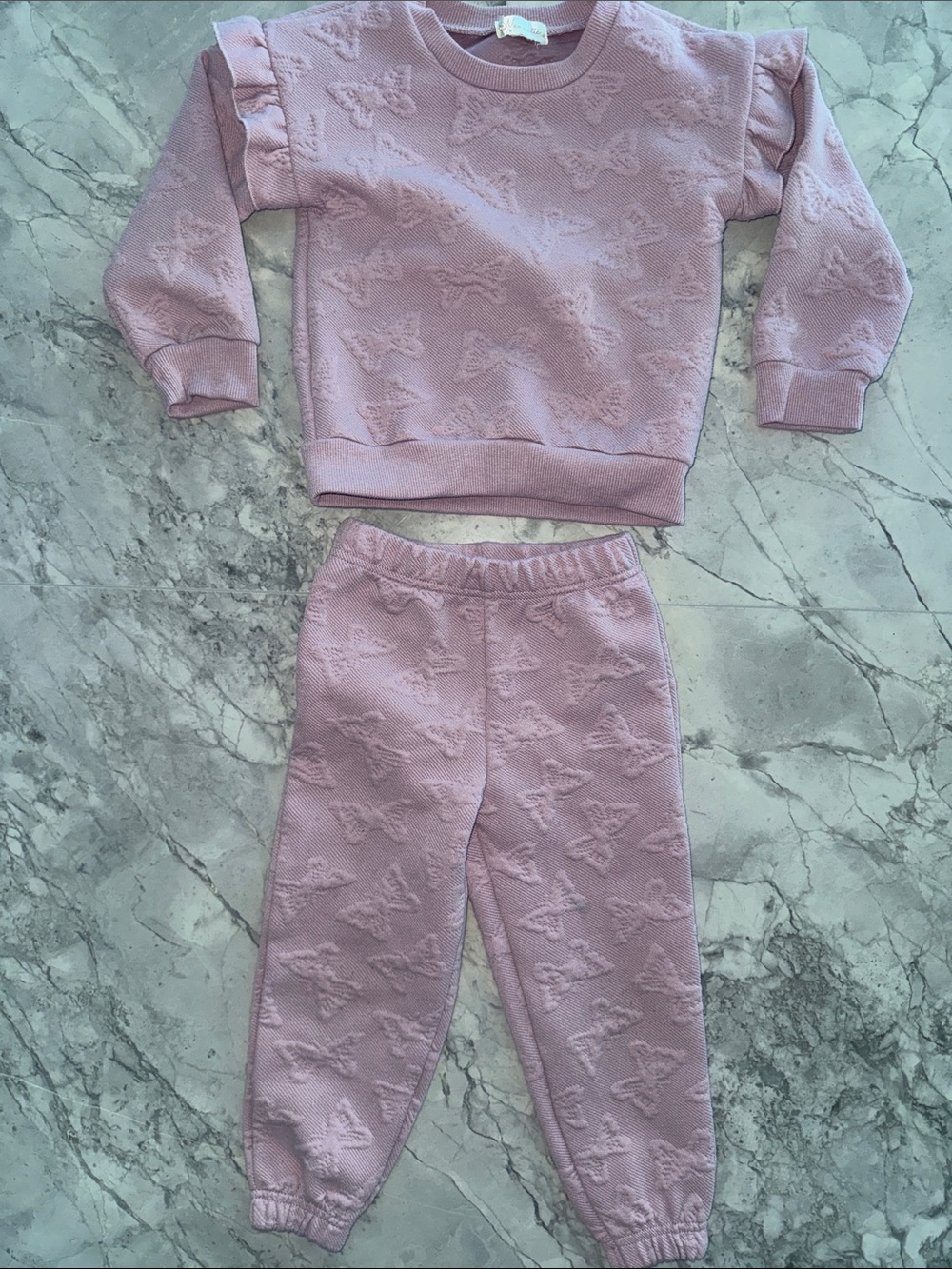 Nannette Lavender Pink Butterfly Sweatshirt & Jogger Set